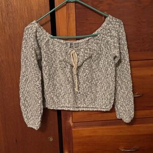 Charlotte Russe Gray and Cream Marled Knit Top